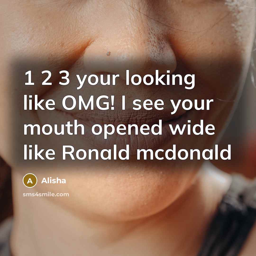 “1 2 3 your looking like OMG! I see your mouth opened wide like Ronald mcdonald” quote by Alisha