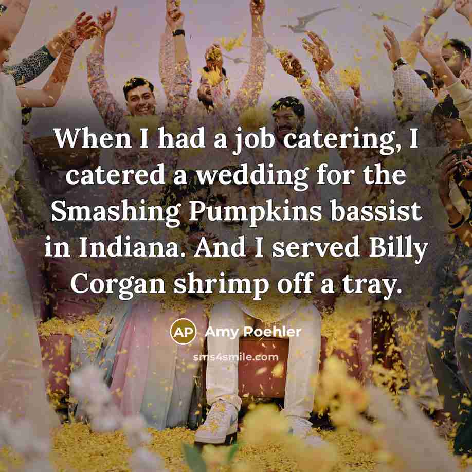 “When I had a job catering, I catered a wedding…” quote by Amy Poehler