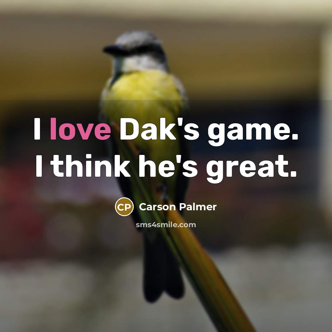 “I love Dak's game. I think he's great.…” quote by Carson Palmer