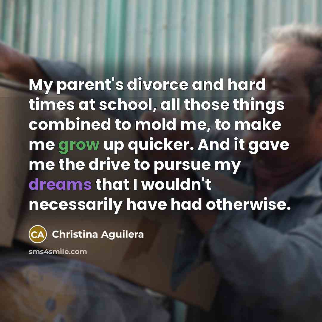 “My parent's divorce and hard times at school, all those…” quote by Christina Aguilera