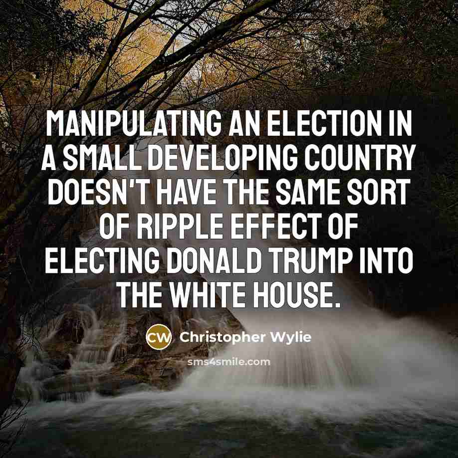 “Manipulating an election in a small developing country doesn't have…” quote by Christopher Wylie
