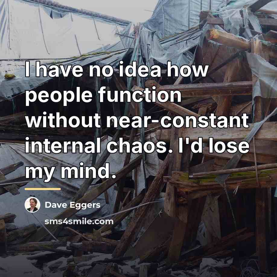 “I have no idea how people function without near-constant internal…” quote by Dave Eggers