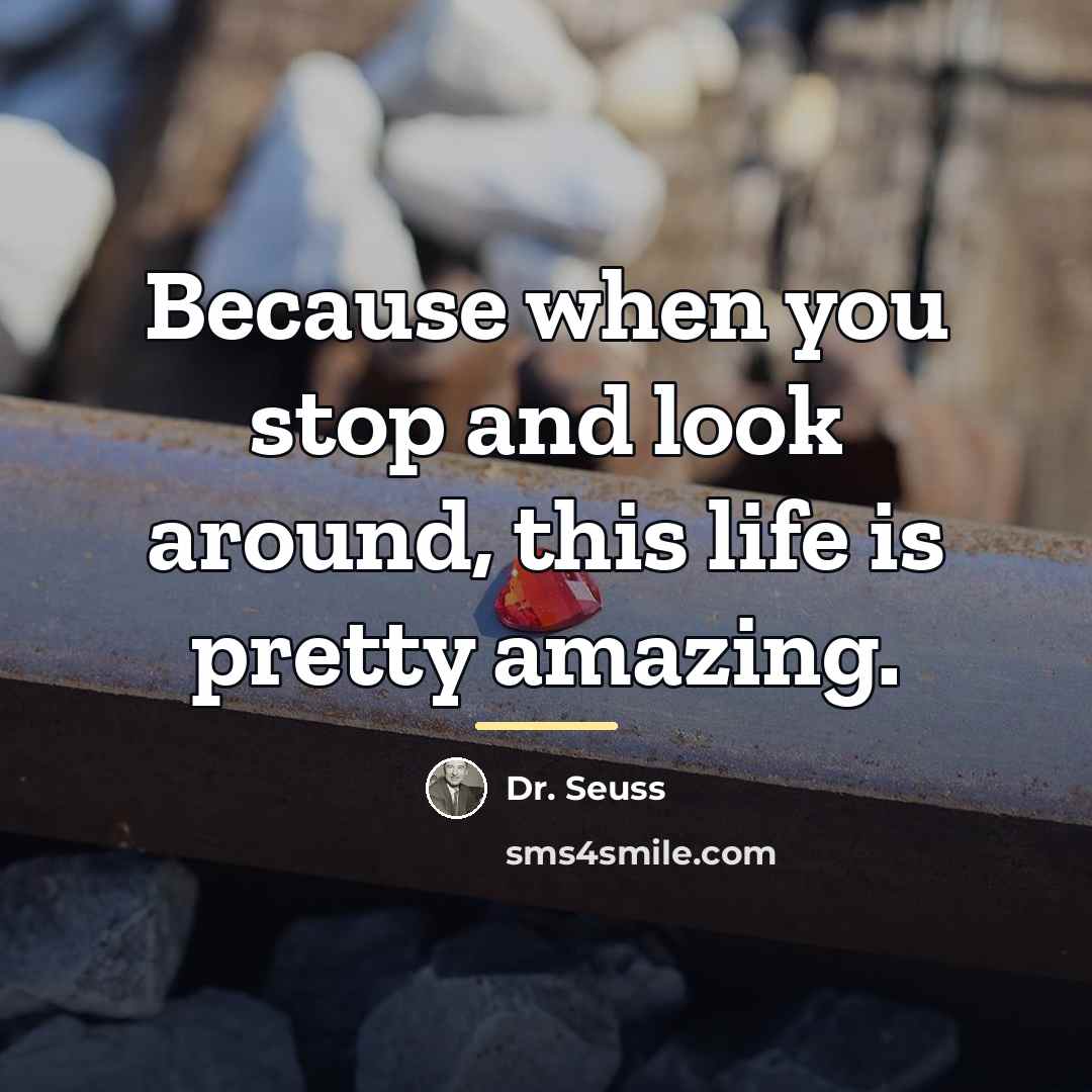 “Because when you stop and look around, this life is…” quote by Dr. Seuss