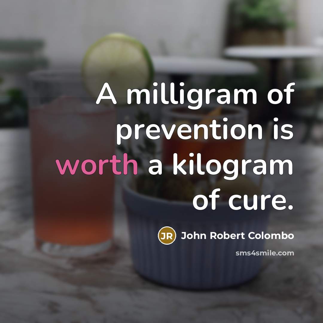 “A milligram of prevention is worth a kilogram of cure.…” quote by John Robert Colombo