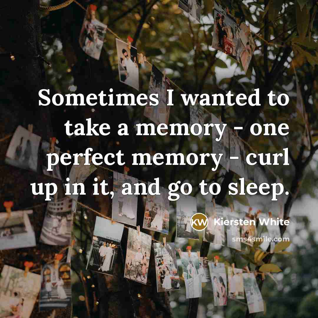 “Sometimes I wanted to take a memory - one perfect…” quote by Kiersten White