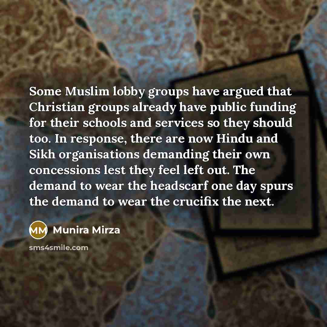 “Some Muslim lobby groups have argued that Christian groups already…” quote by Munira Mirza