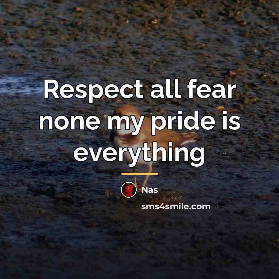 “Respect all fear none my pride is everything…” quote by Nas