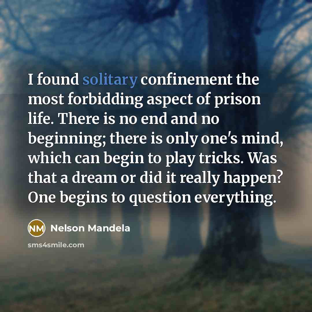 “I found solitary confinement the most forbidding aspect of prison…” quote by Nelson Mandela