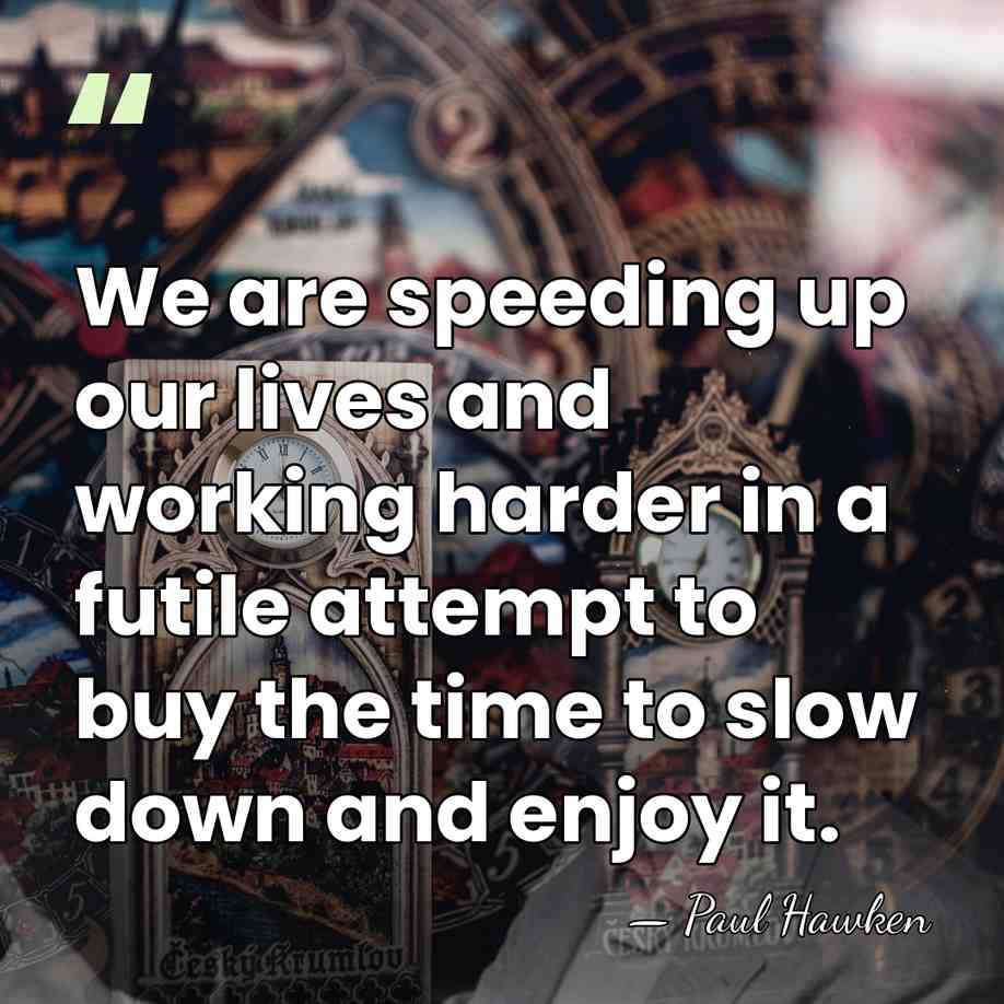 We are speeding up our lives and working harder in a futile&hellip; - Paul Hawken