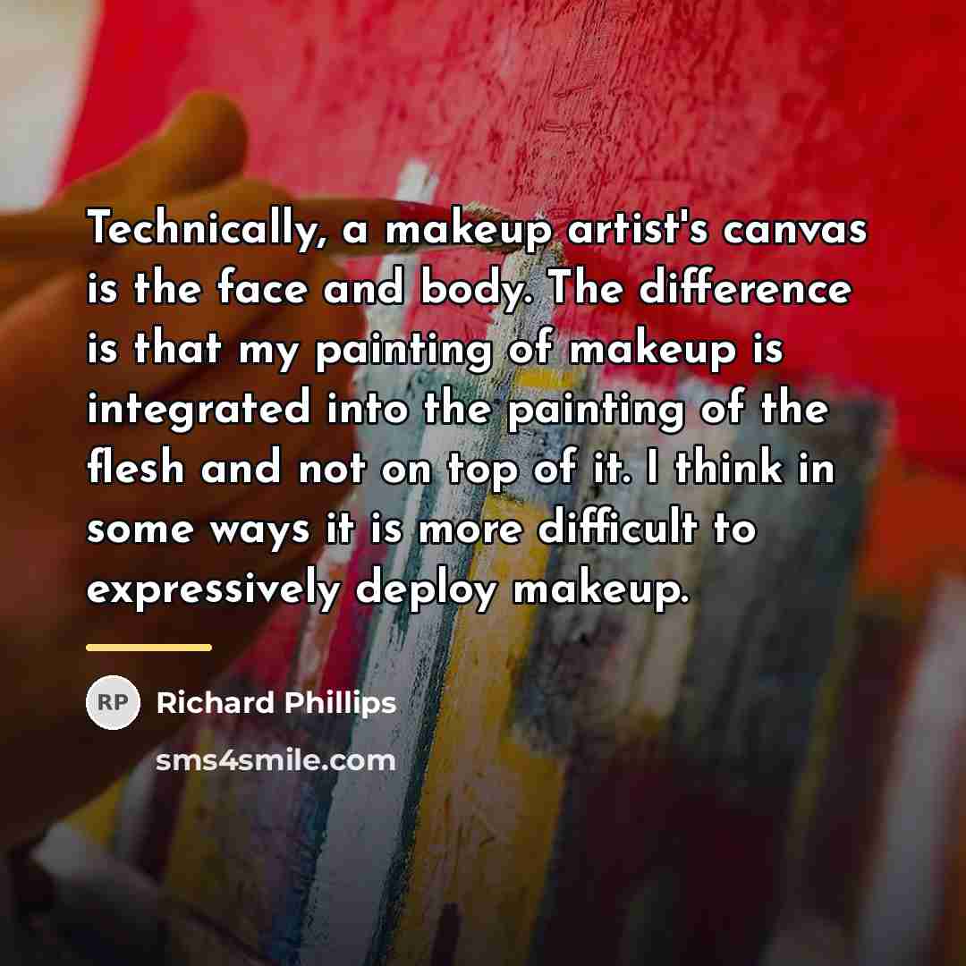 “Technically, a makeup artist's canvas is the face and body.…” quote by Richard Phillips