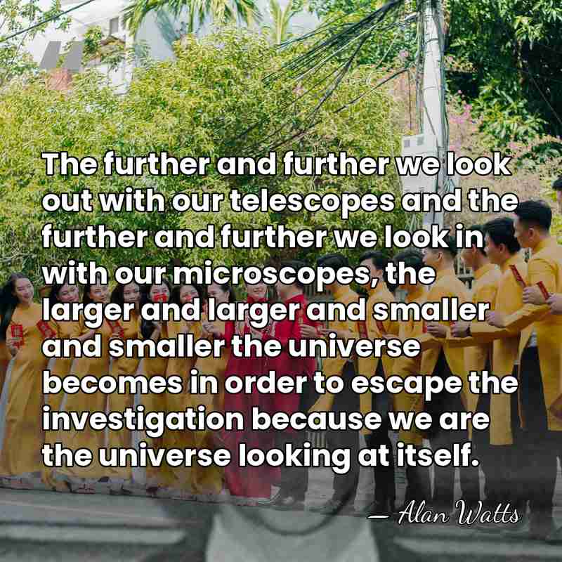 The further and further we look out with our telescopes and the&hellip; - Alan Watts