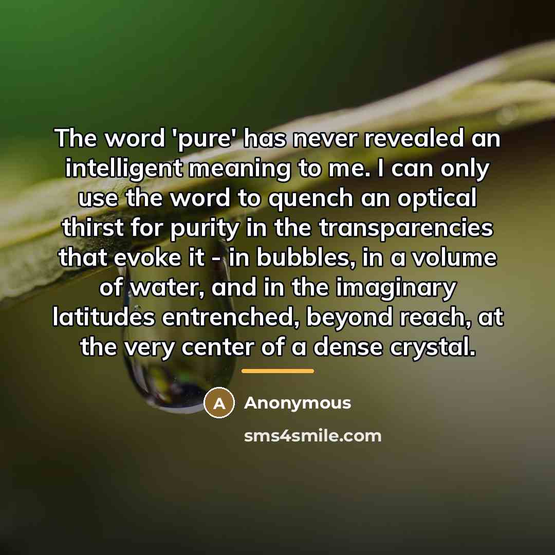 “The word 'pure' has never revealed an intelligent meaning to…” quote by Anonymous