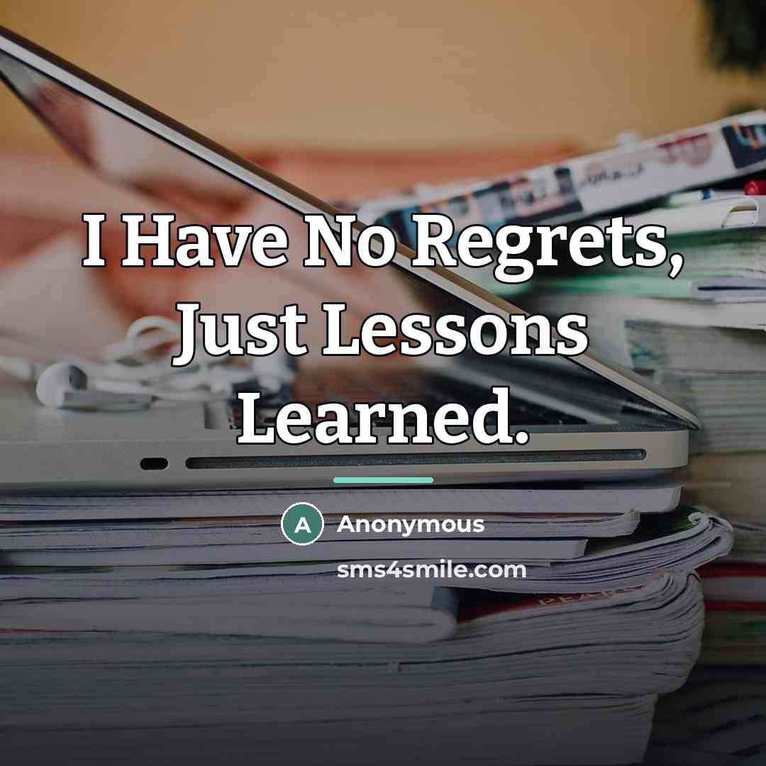 “I Have No Regrets, Just Lessons Learned.…” quote by Anonymous