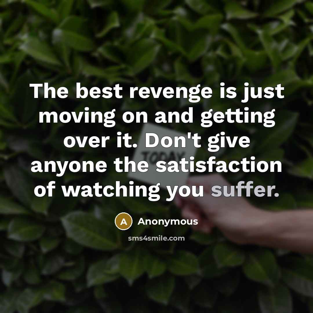 “The best revenge is just moving on and getting over…” quote by Anonymous