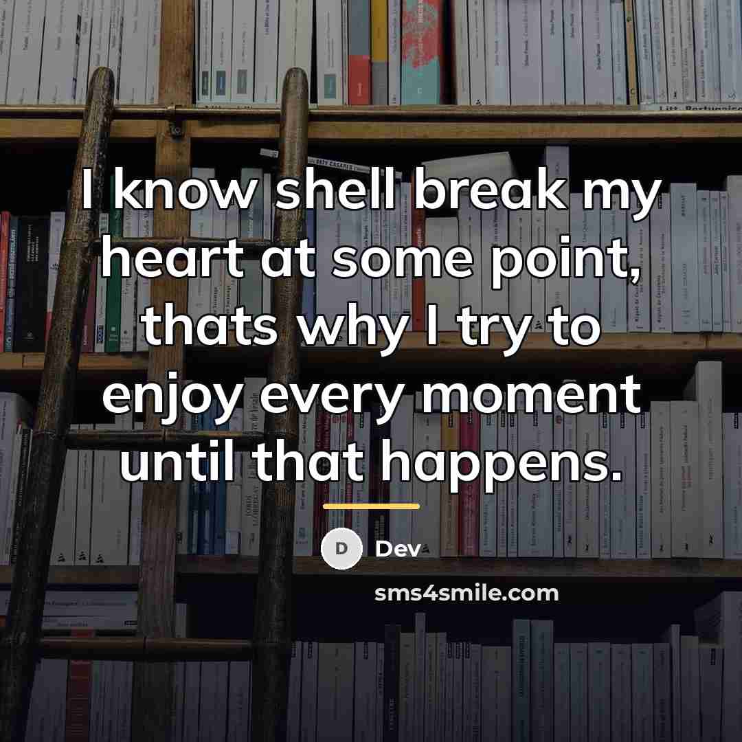 “I know shell break my heart at some point, thats…” quote by Dev