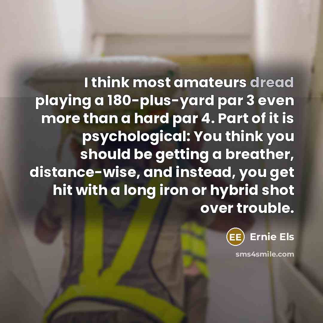 “I think most amateurs dread playing a 180-plus-yard par 3…” quote by Ernie Els