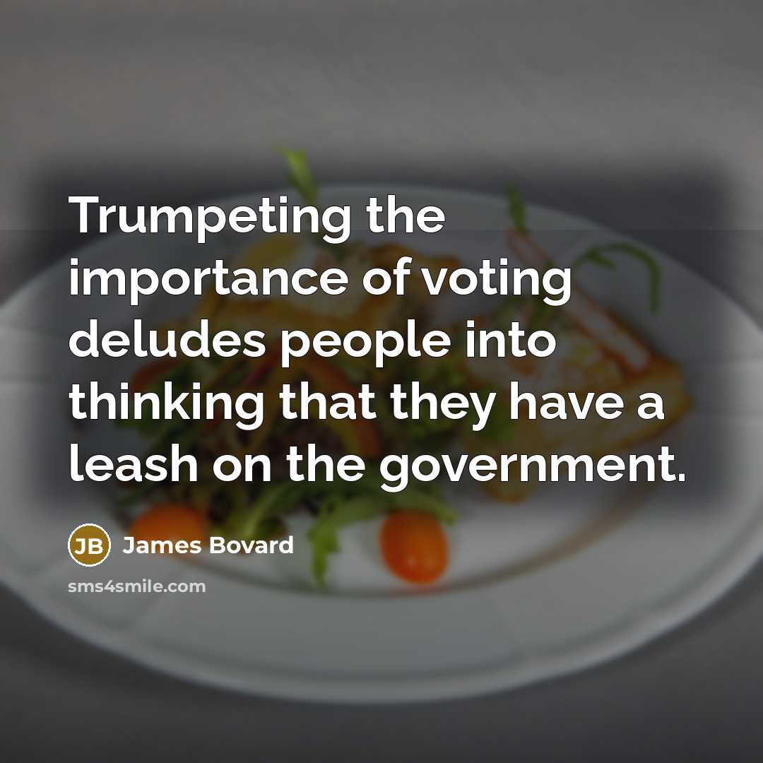 “Trumpeting the importance of voting deludes people into thinking that…” quote by James Bovard