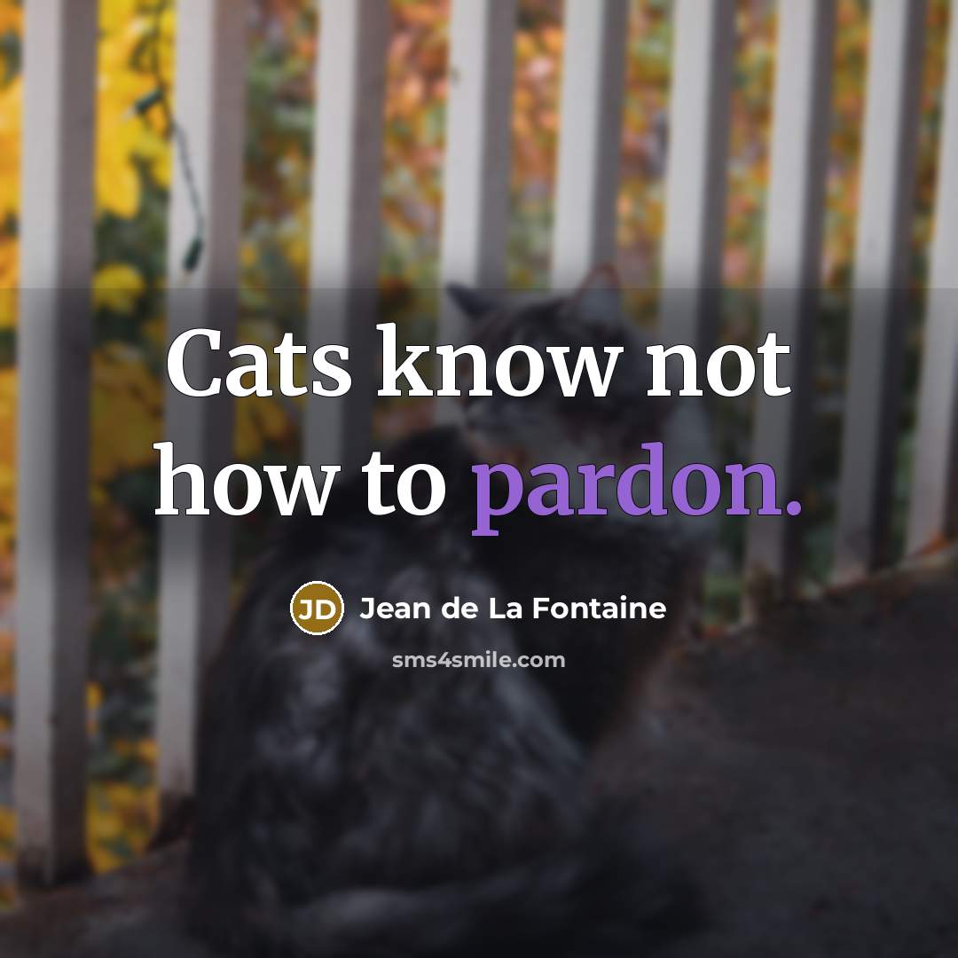 “Cats know not how to pardon.…” quote by Jean de La Fontaine