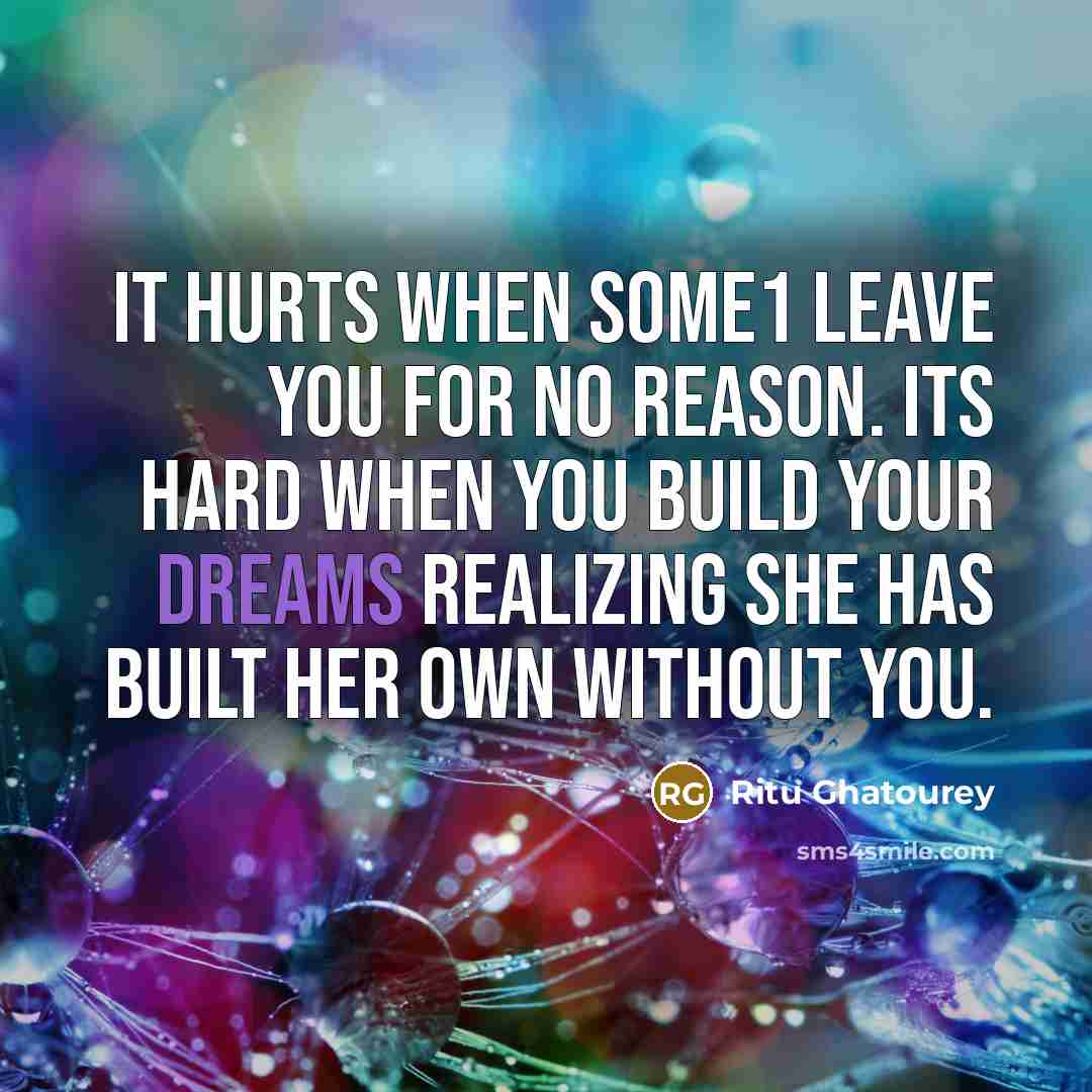 “It hurts when some1 leave you for no reason. Its…” quote by Ritu Ghatourey