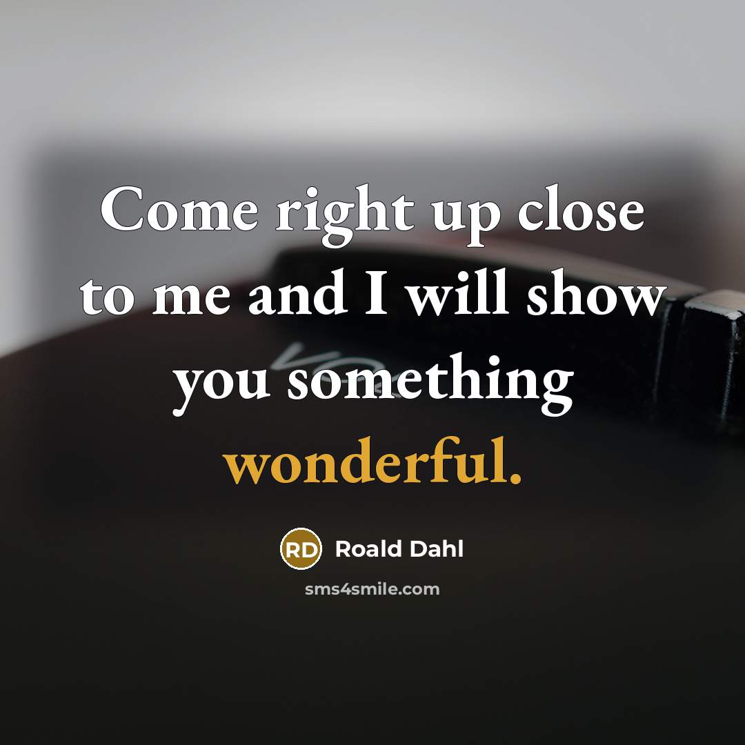 “Come right up close to me and I will show you something wonderful.” quote by Roald Dahl