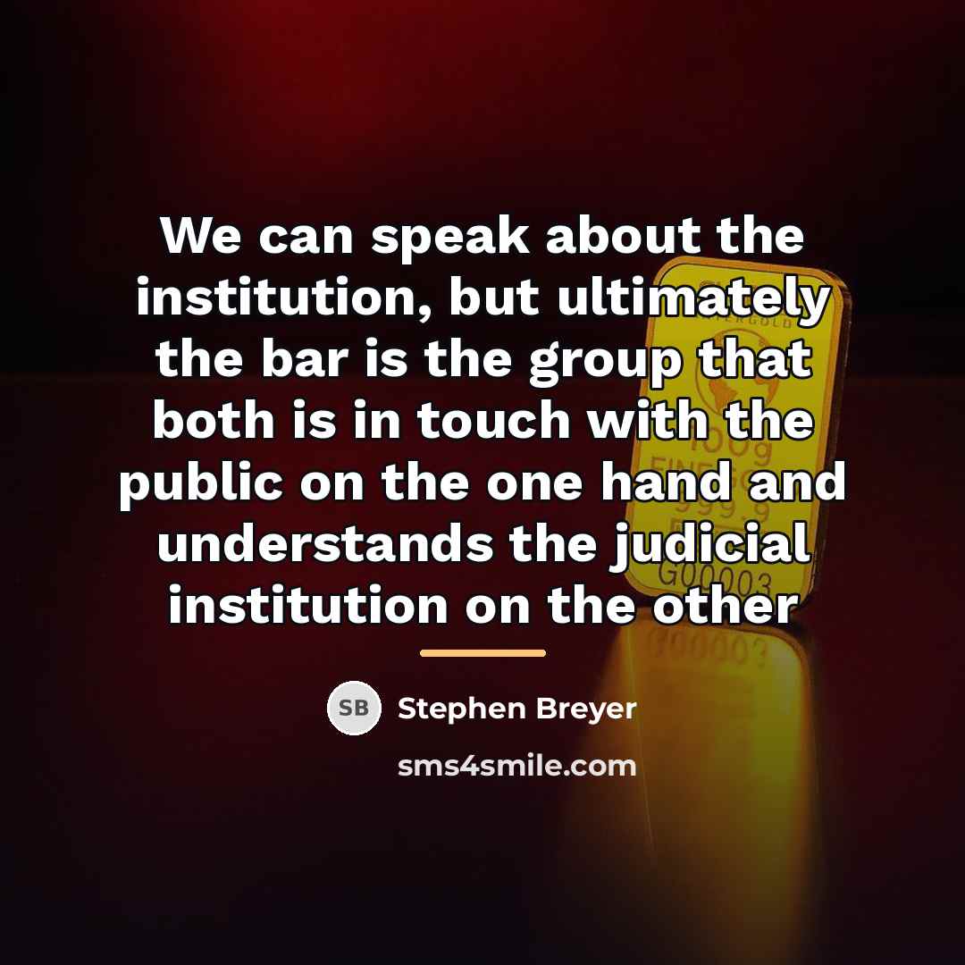 “We can speak about the institution, but ultimately the bar…” quote by Stephen Breyer