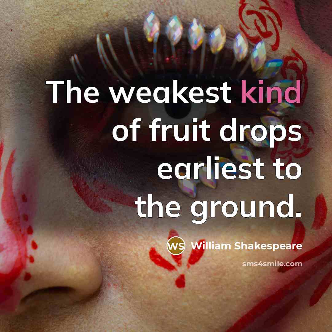 “The weakest kind of fruit drops earliest to the ground.…” quote by William Shakespeare