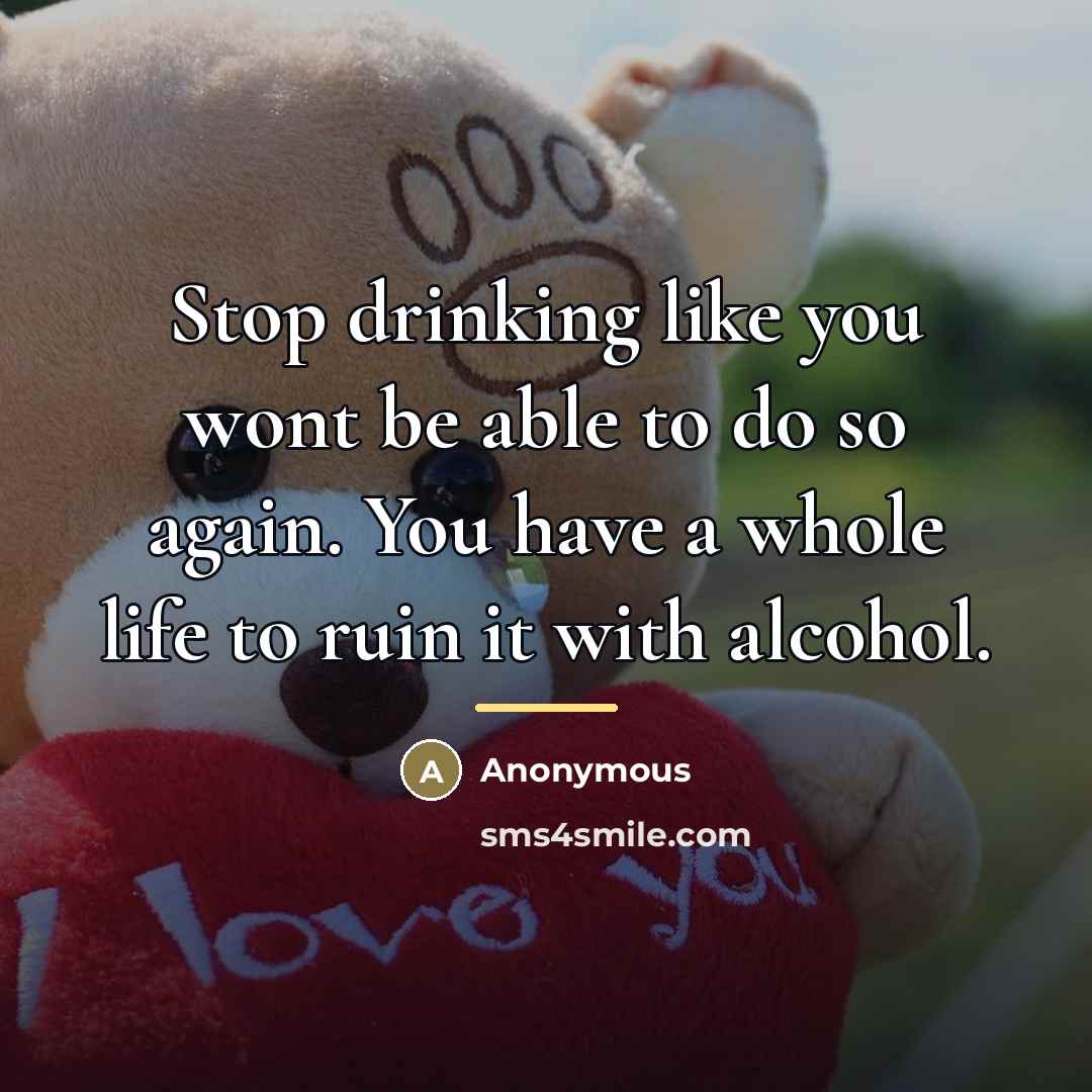“Stop drinking like you wont be able to do so…” quote by Anonymous