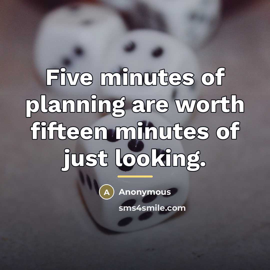 “Five minutes of planning are worth fifteen minutes of just…” quote by Anonymous