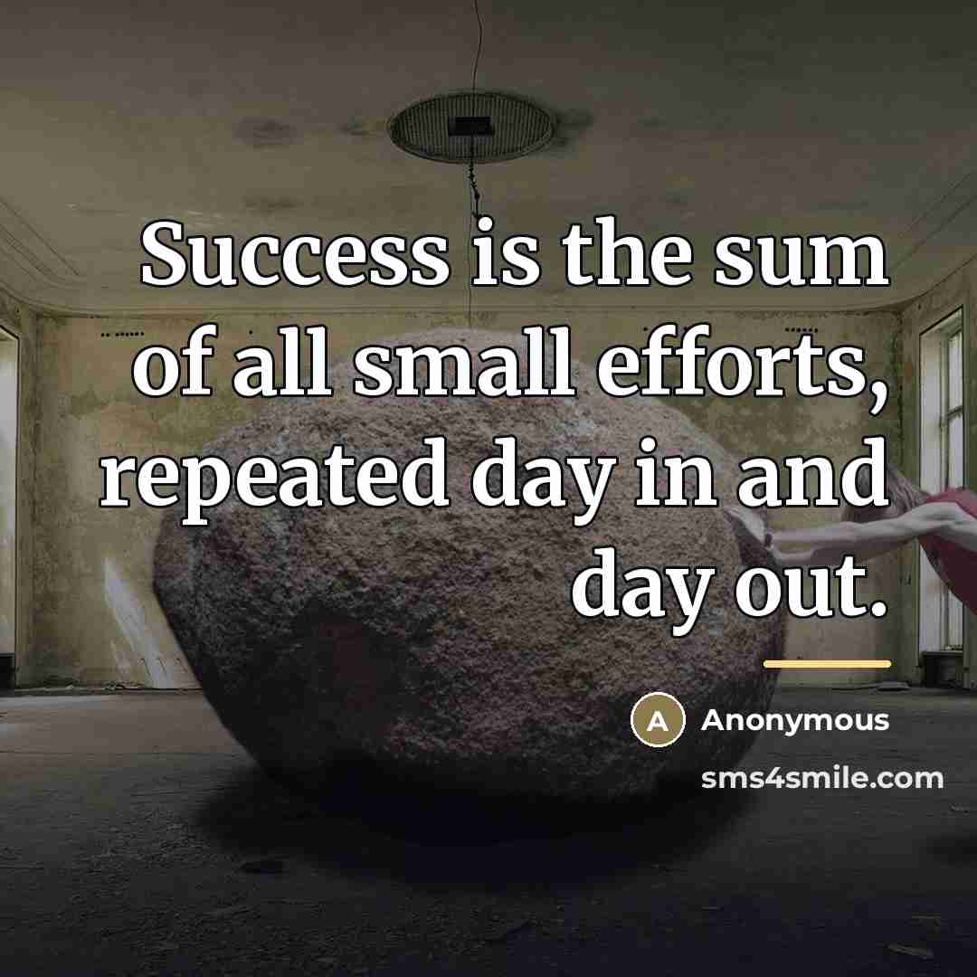 “Success is the sum of all small efforts, repeated day…” quote by Anonymous