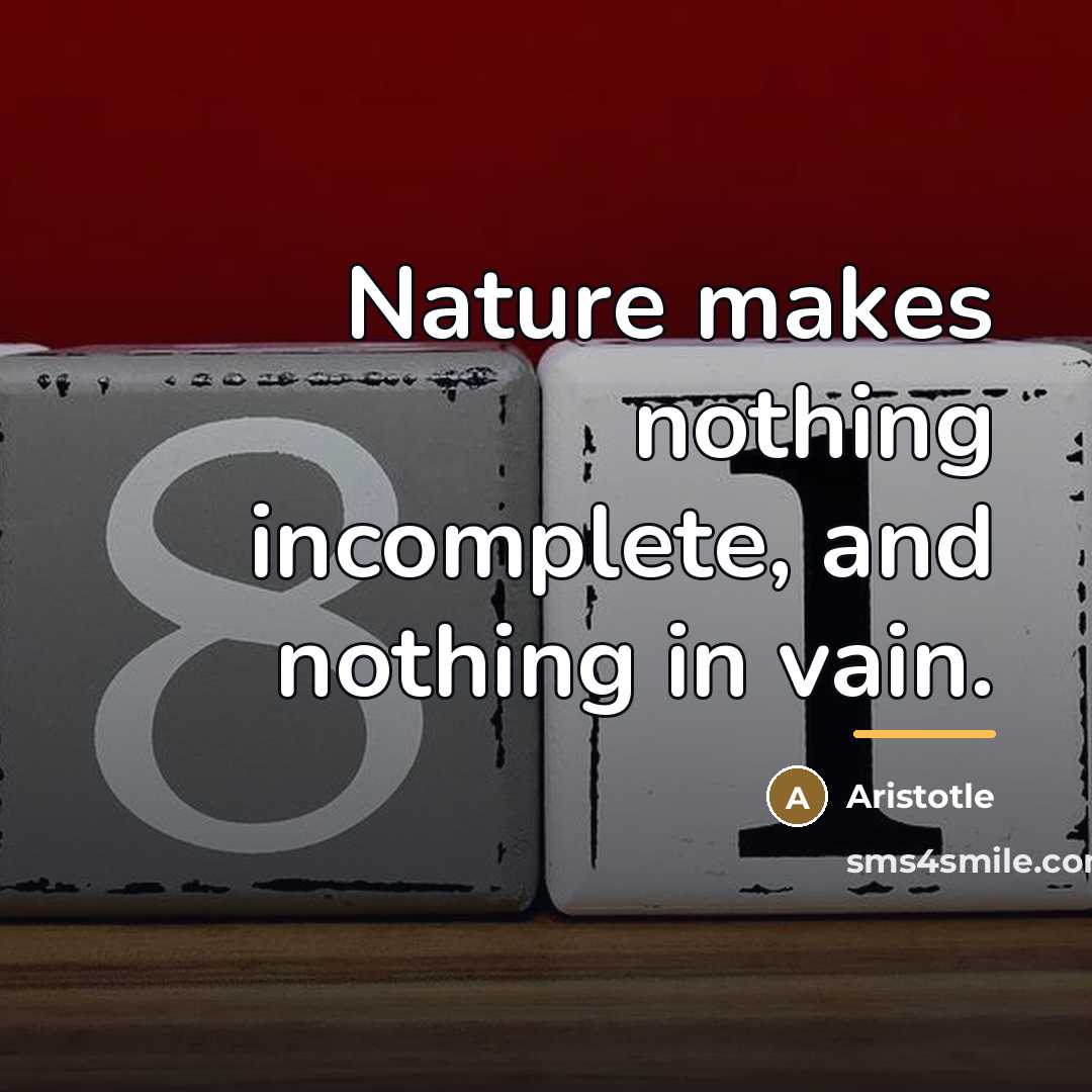 “Nature makes nothing incomplete, and nothing in vain.…” quote by Aristotle