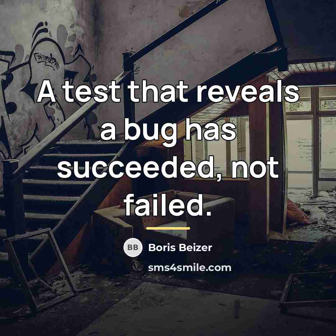 “A test that reveals a bug has succeeded, not failed.…” quote by Boris Beizer