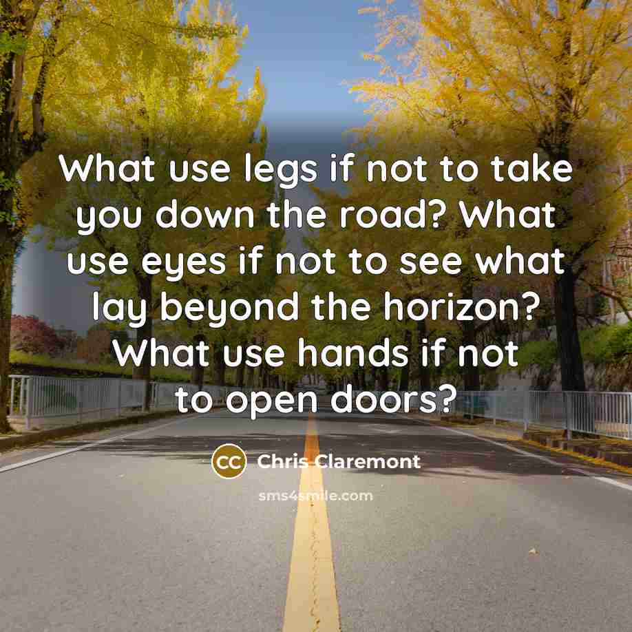 “What use legs if not to take you down the…” quote by Chris Claremont
