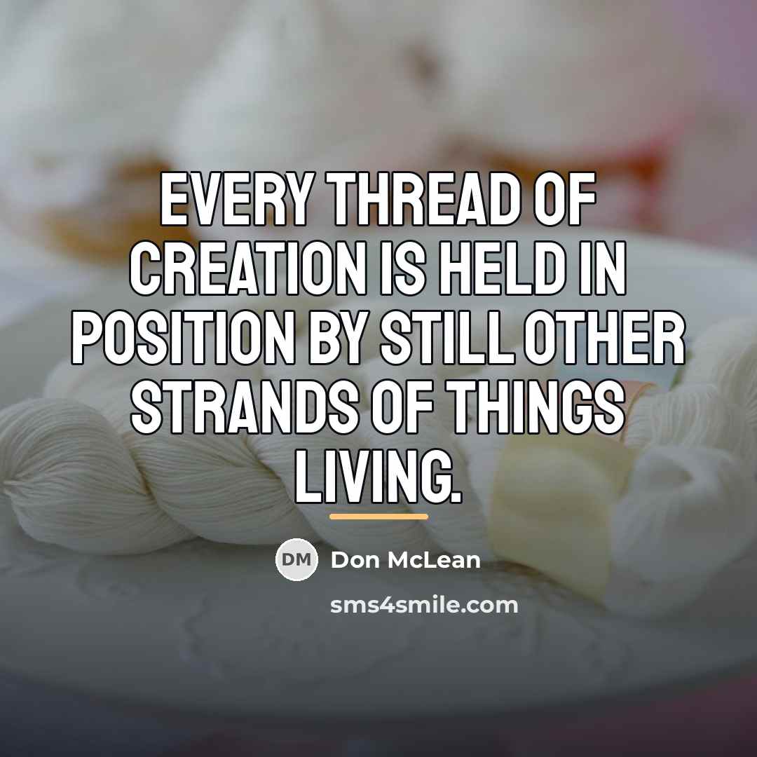 “Every thread of creation is held in position by still…” quote by Don McLean