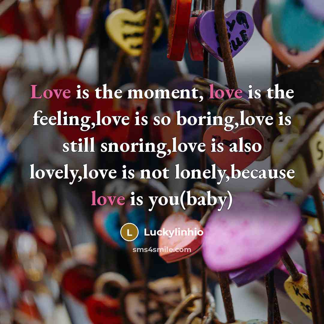 “Love is the moment, love is the feeling,love is so…” quote by Luckylinhio