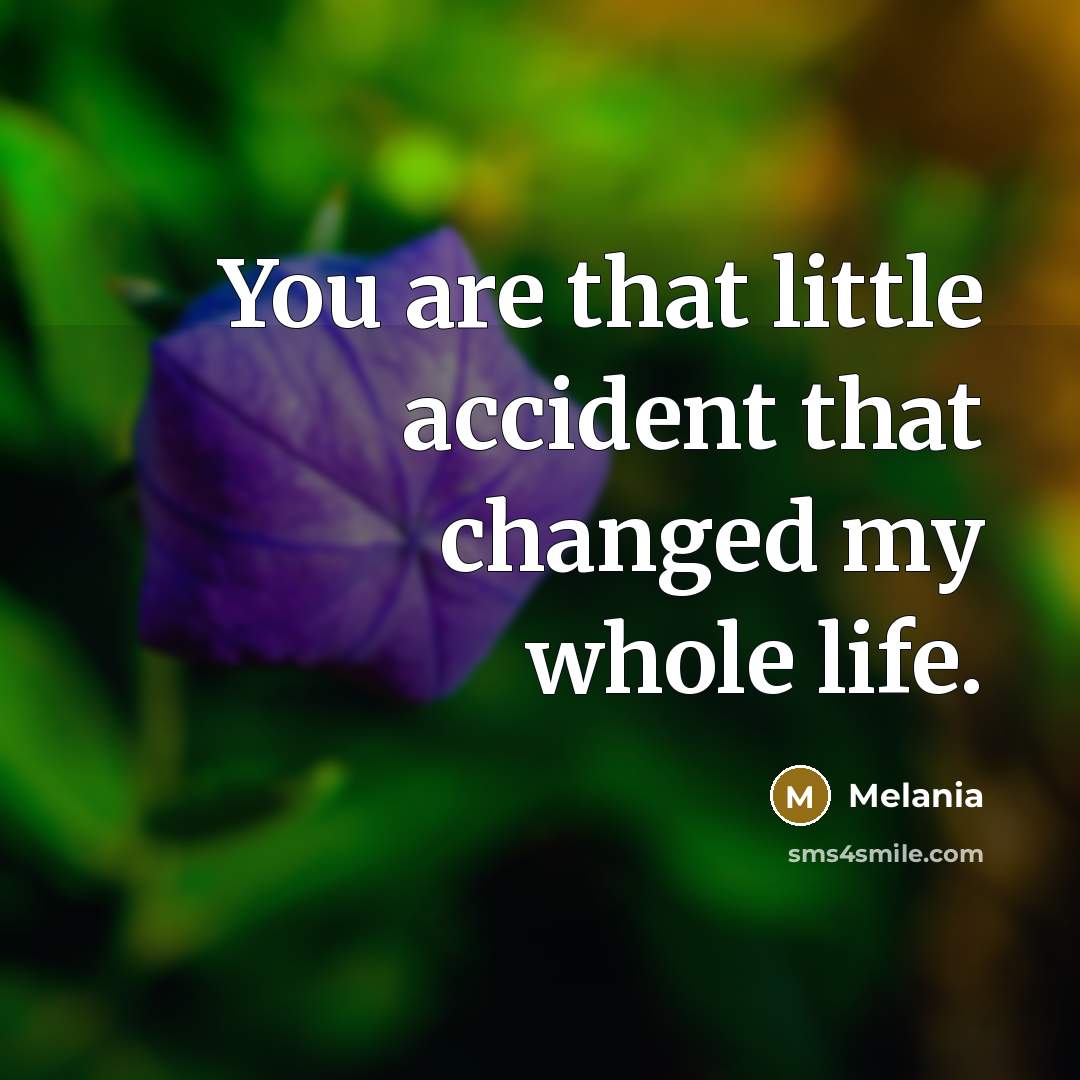 “You are that little accident that changed my whole life.” quote by Melania