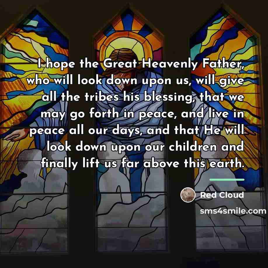 “I hope the Great Heavenly Father, who will look down…” quote by Red Cloud