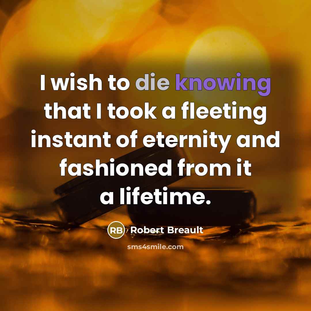 “I wish to die knowing that I took a fleeting…” quote by Robert Breault