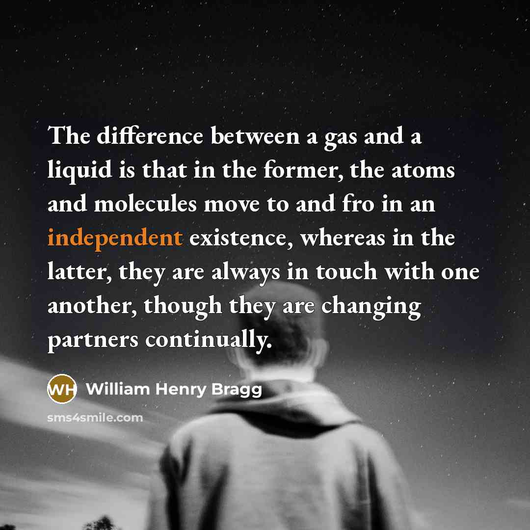“The difference between a gas and a liquid is that…” quote by William Henry Bragg