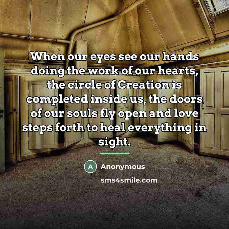 “When our eyes see our hands doing the work of…” quote by Michael Bridge
