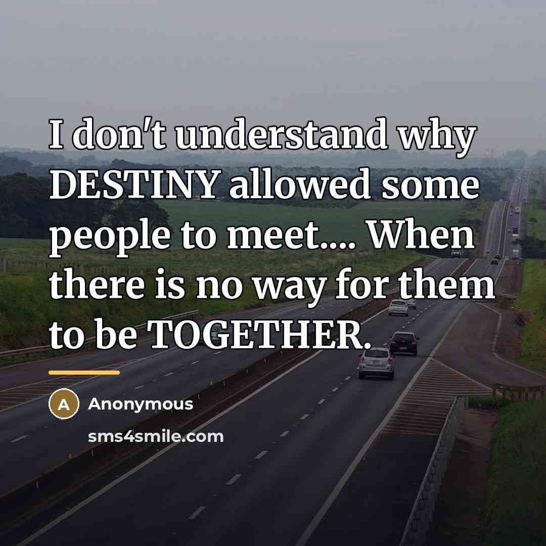 “I don't understand why DESTINY allowed some people to meet....…” quote by Anonymous