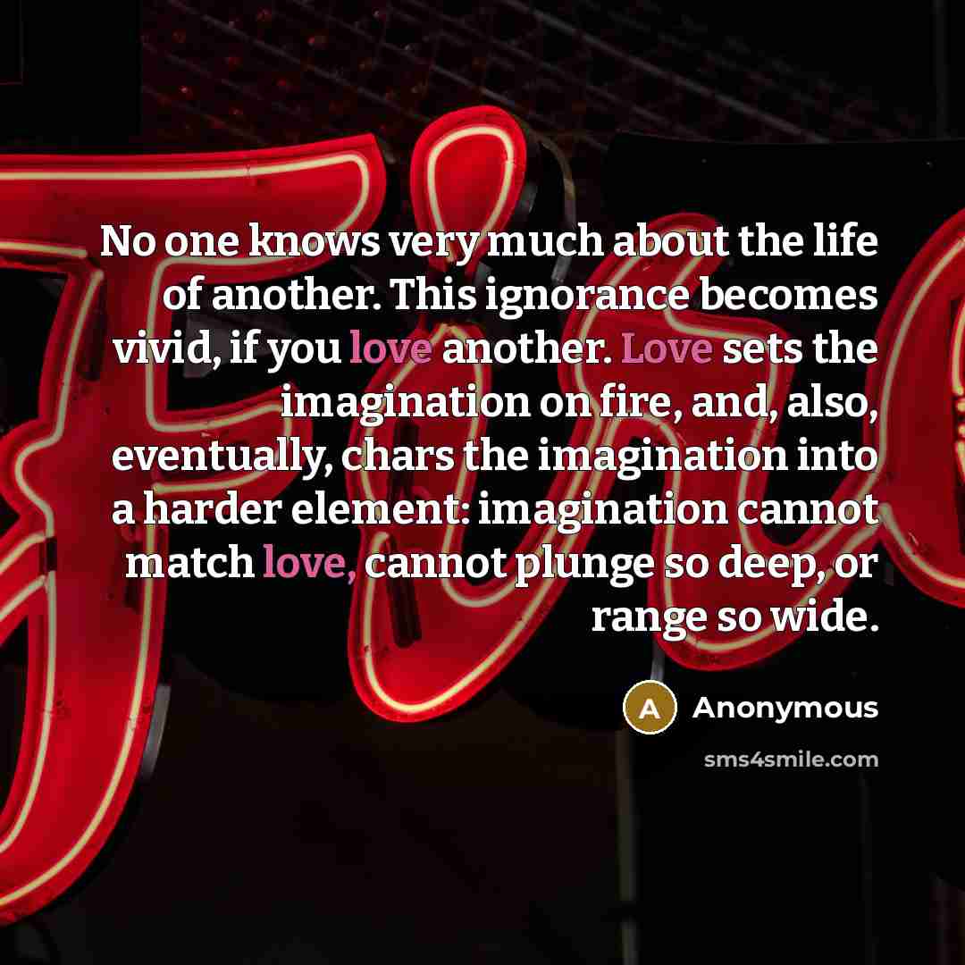 “No one knows very much about the life of another.…” quote by Anonymous