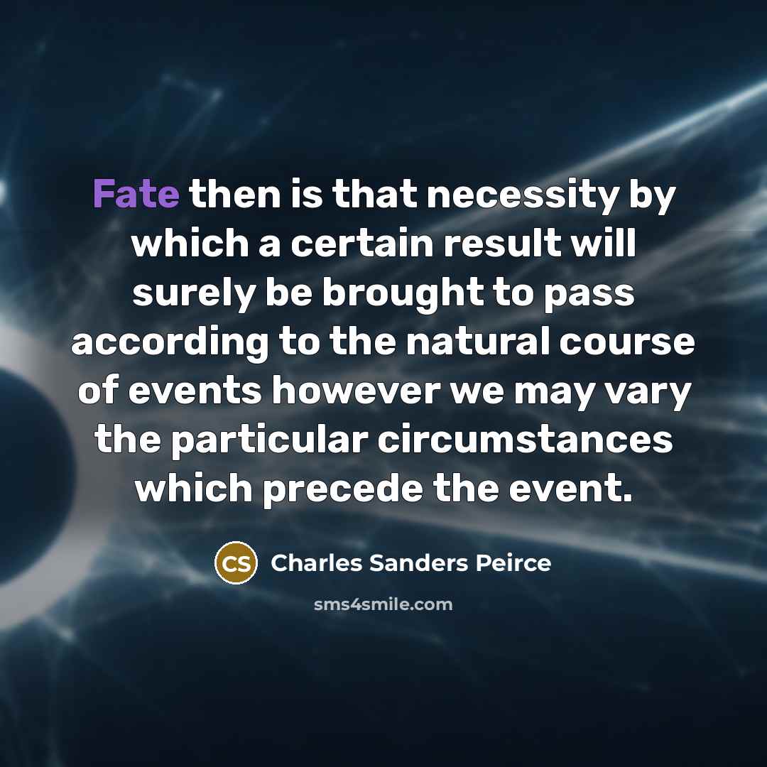 “Fate then is that necessity by which a certain result…” quote by Charles Sanders Peirce