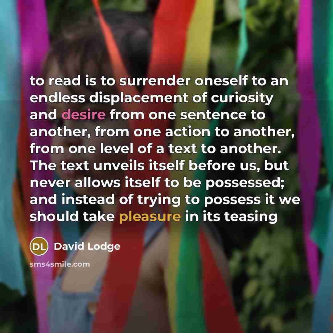 “to read is to surrender oneself to an endless displacement…” quote by David Lodge
