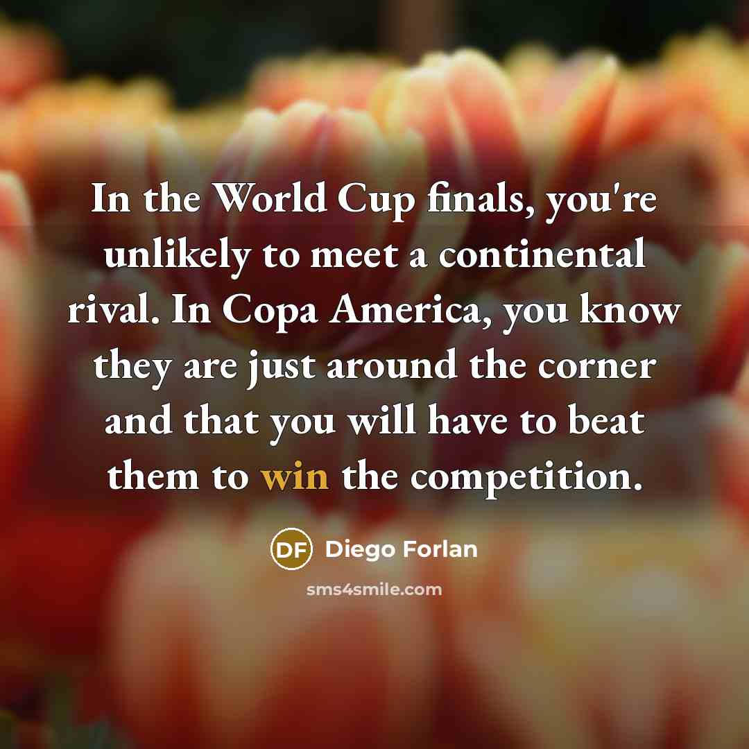 “In the World Cup finals, you're unlikely to meet a…” quote by Diego Forlan