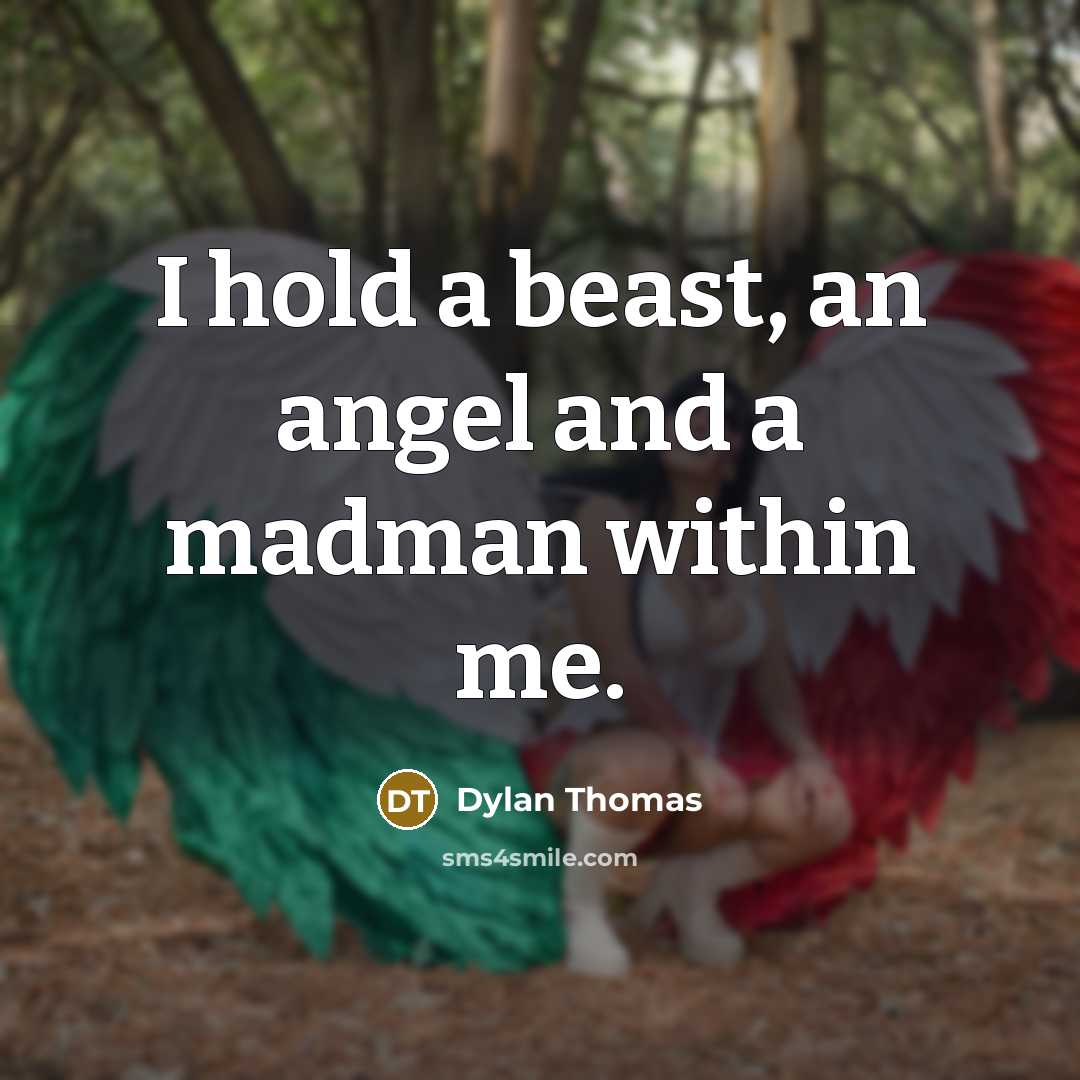 “I hold a beast, an angel and a madman within…” quote by Dylan Thomas