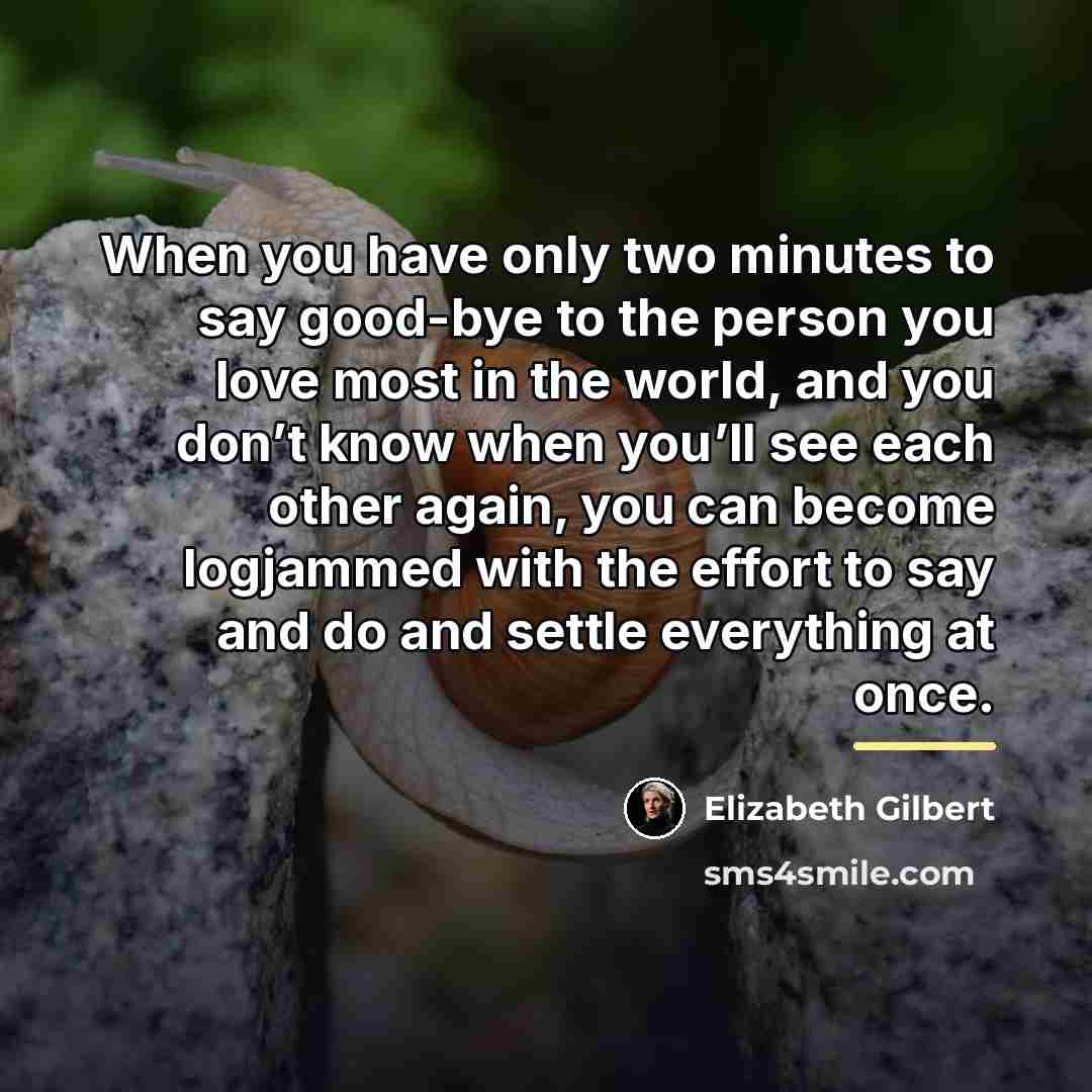 “When you have only two minutes to say good-bye to…” quote by Elizabeth Gilbert