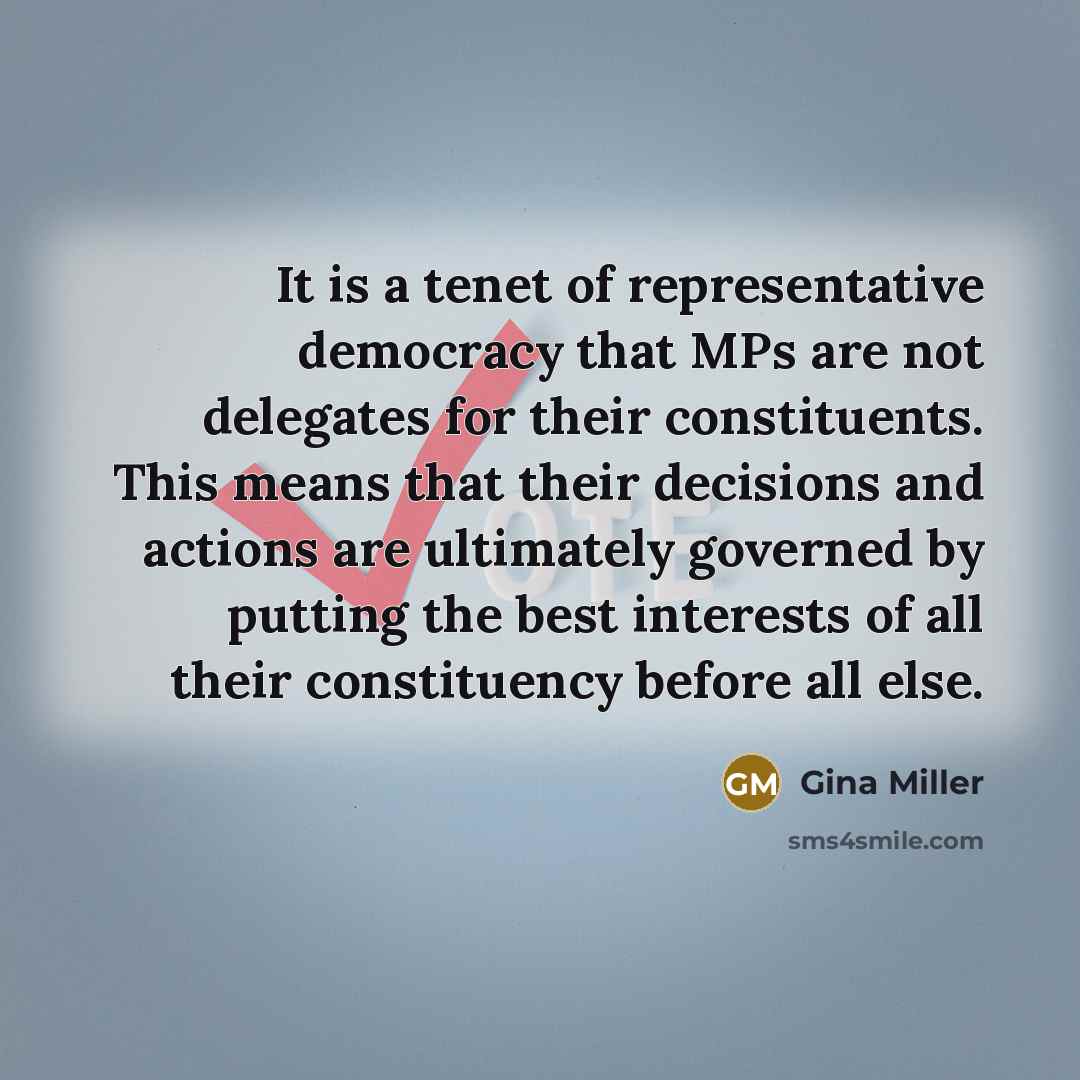 “It is a tenet of representative democracy that MPs are…” quote by Gina Miller