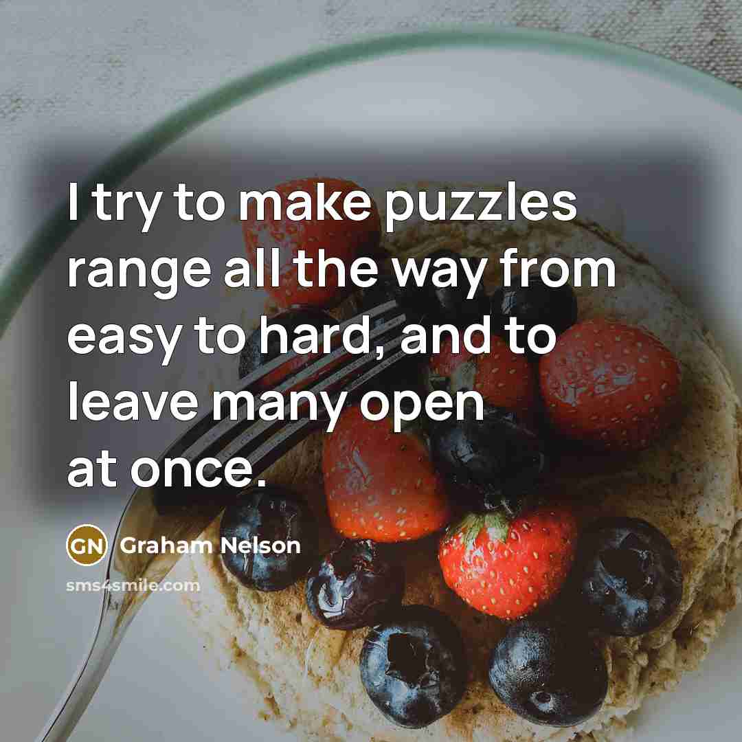 “I try to make puzzles range all the way from…” quote by Graham Nelson
