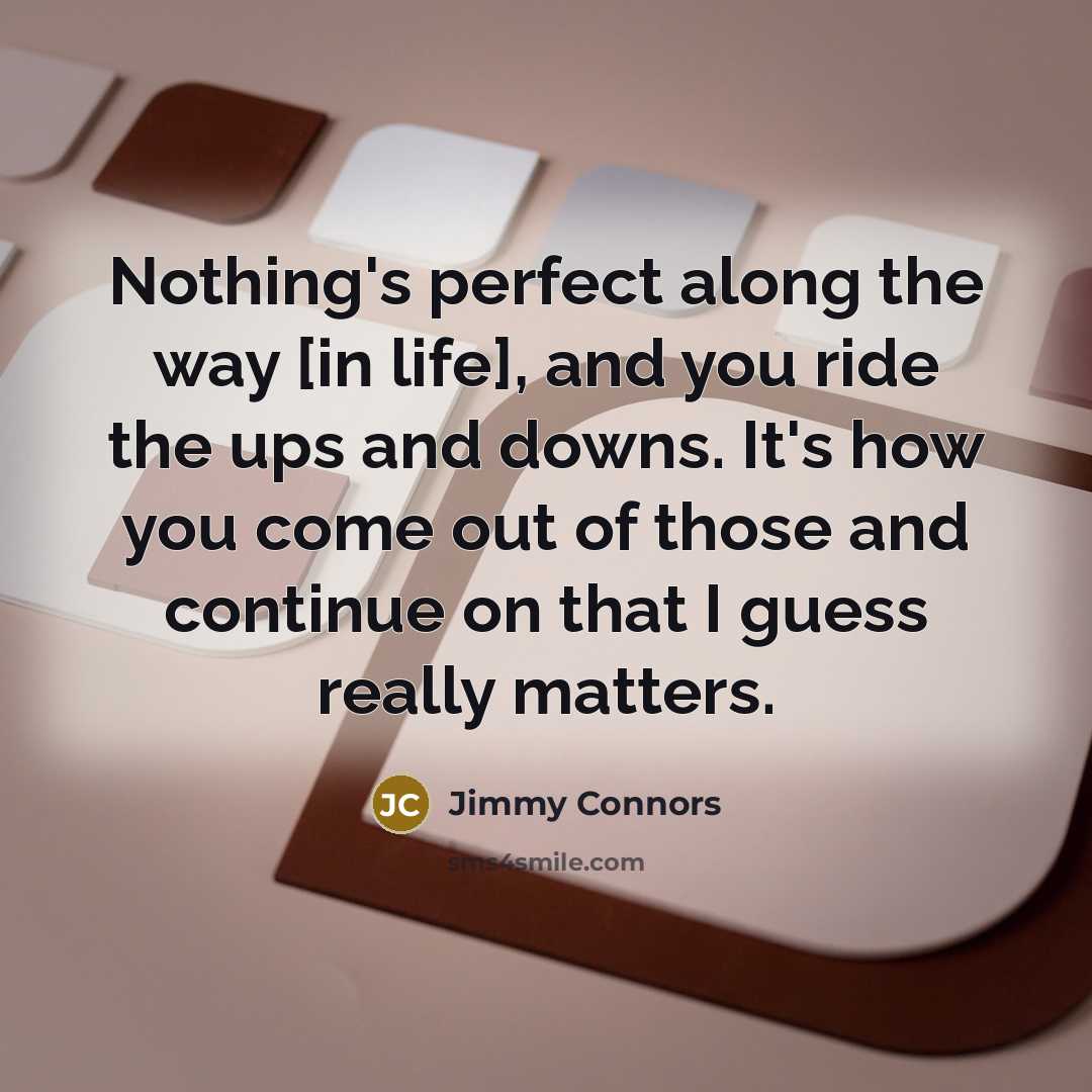 “Nothing's perfect along the way [in life], and you ride…” quote by Jimmy Connors