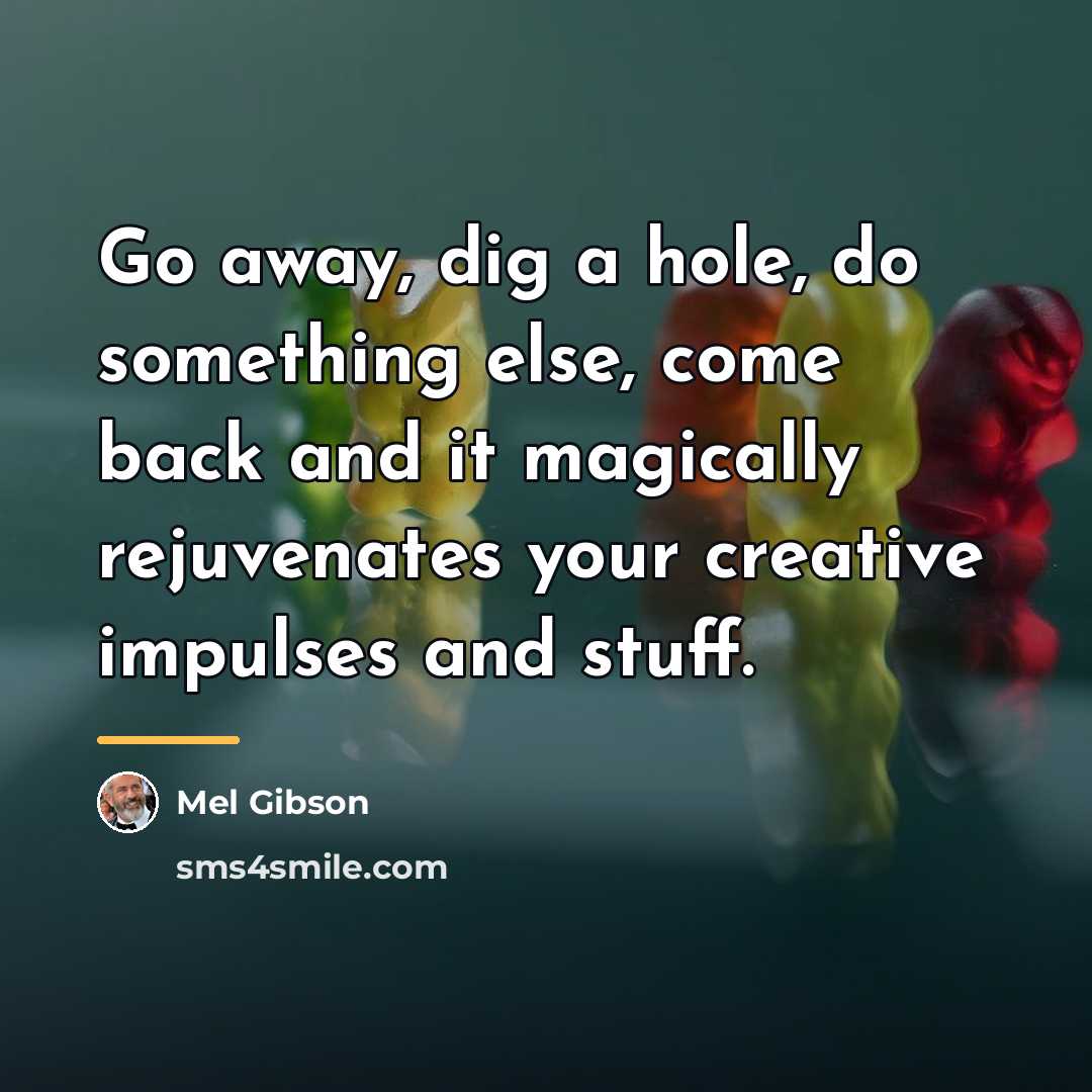 “Go away, dig a hole, do something else, come back…” quote by Mel Gibson